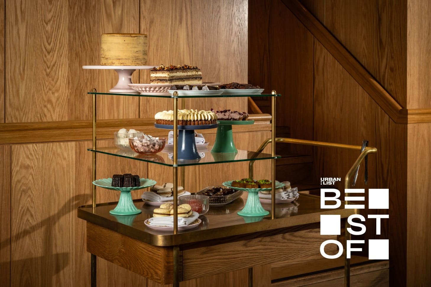 a cart of desserts